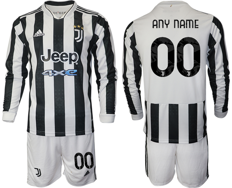 Men 2021-2022 Club Juventus home white Long Sleeve customized Adidas Soccer Jersey->juventus jersey->Soccer Club Jersey